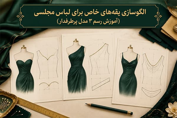 الگوسازی یقه‌های خاص برای لباس مجلسی (آموزش رسم ۳ مدل پرطرفدار)